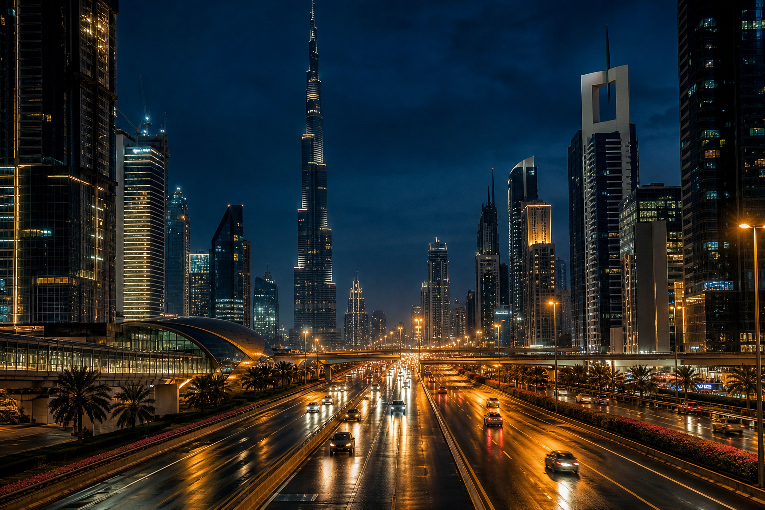 Dubai night skyline